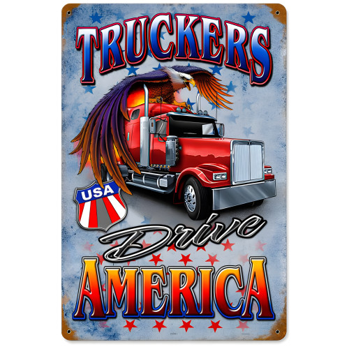 Truckers Drive Metal Sign - 18" x 12"
