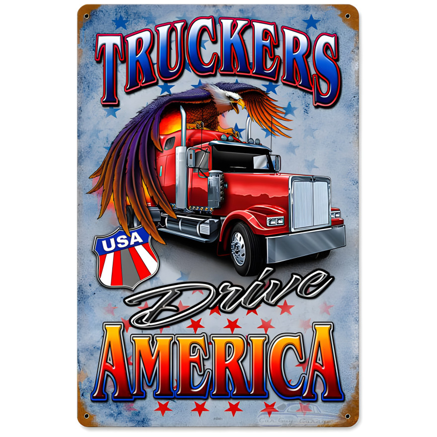 Truckers Drive Metal Sign - 18" x 12"
