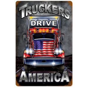 Truckers Drive Metal Sign - 12" x 18"