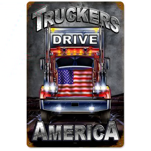 Truckers Drive Metal Sign - 12" x 18"