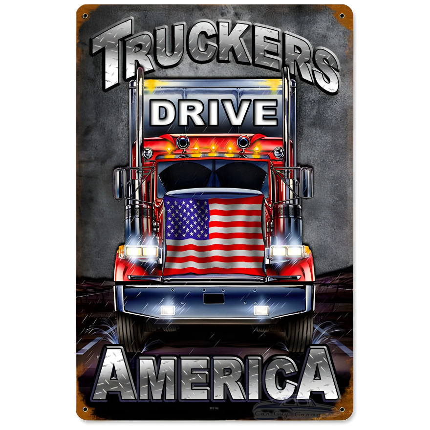 Truckers Drive Metal Sign - 12" x 18"