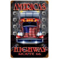 Truckers Highway Metal Sign - 12" x 18"