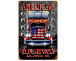 Truckers Highway Metal Sign - 12" x 18"