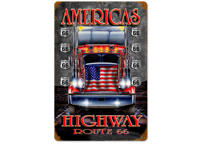 Truckers Highway Metal Sign
