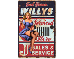 Willys Serviced Here Metal Sign