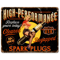 Spark Plug High Performance Metal Sign - 15" x 12"