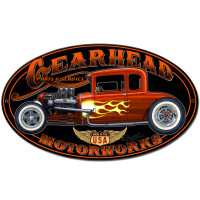 Gearhead Motorworks Metal Sign - 14" x 8" Custom Oval