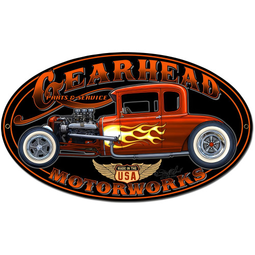 Gearhead Motorworks Metal Sign - 18" x 10"