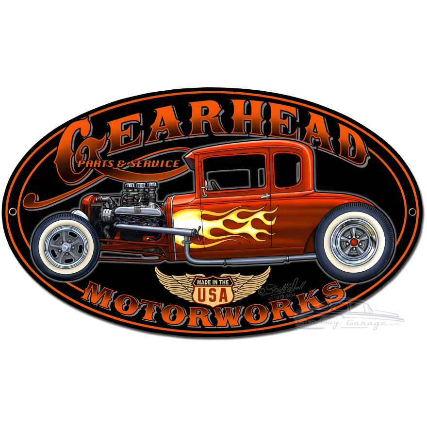 Gearhead Motorworks Metal Sign - 18" x 10"