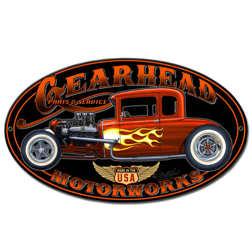 Gearhead Motorworks Metal Sign - 12" x 7"