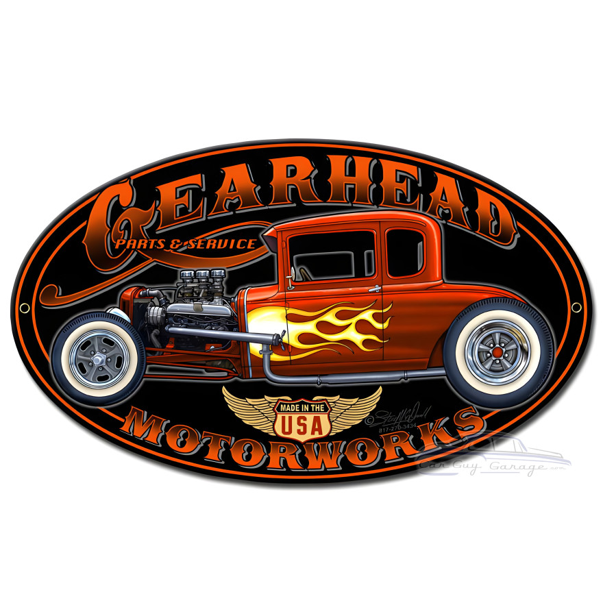 Gearhead Motorworks Metal Sign - 12" x 7"