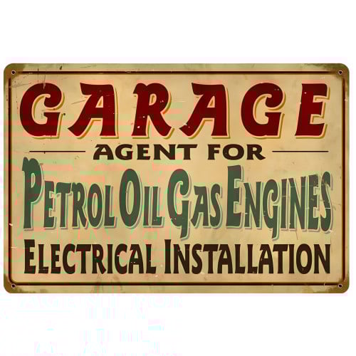 Petrol Garage Metal Sign - 18" x 12"