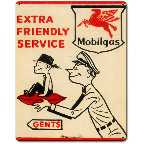 Mobilgas Extra Friendly Metal Sign - 12" x 15"