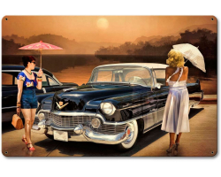 Women Love the Cadillac Philosophy Metal Sign - 18" x 12"