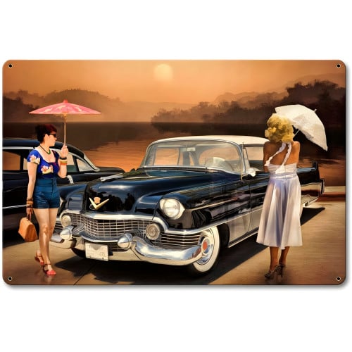 Women Love the Cadillac Philosophy Metal Sign - 18" x 12"