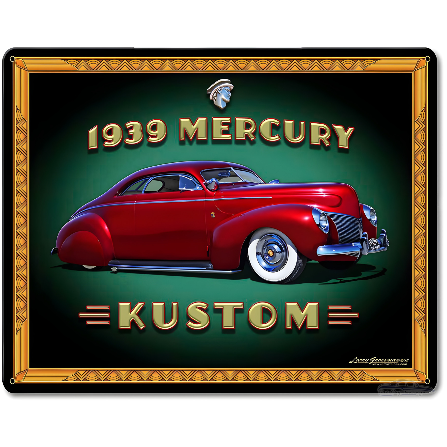 Vintage 1939 Merc Kustom Frame Metal Sign - 15