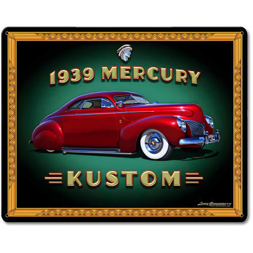 1939 Merc Kustom Frame Metal Sign - 15" x 12"