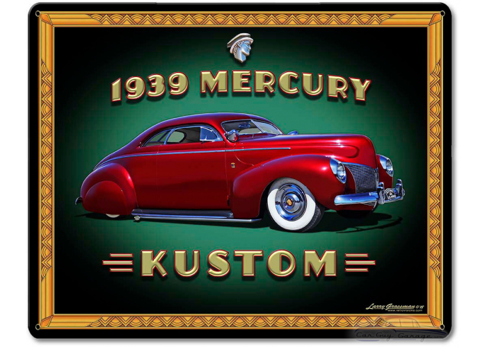 1939 Merc Kustom Frame Metal Sign - 15" x 12"