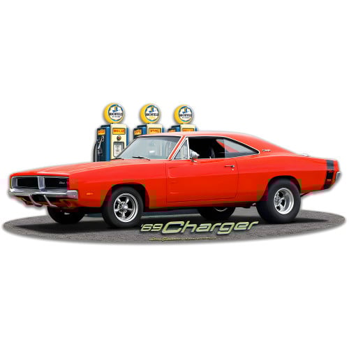 1969 Dodge Charger Fill-Up Metal Sign - 18" x 8"