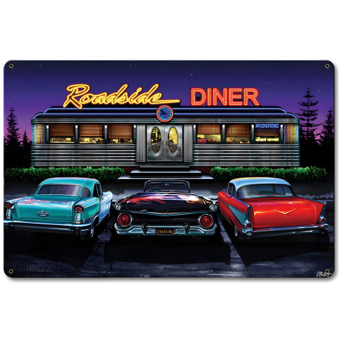 Roadside Diner Metal Sign - 18" x 12"