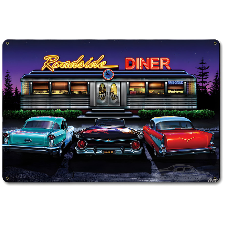 Roadside Diner Metal Sign - 18" x 12"