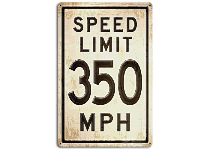 350 Speed Limit Grunge Metal Sign - 12" x 18"