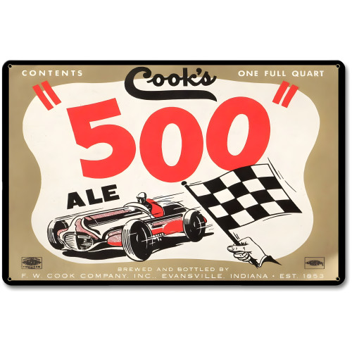 Cook's 500 Ale Metal Sign - 18" x 12"