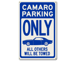 Camero Parking Blue Metal Sign - 12" x 18"