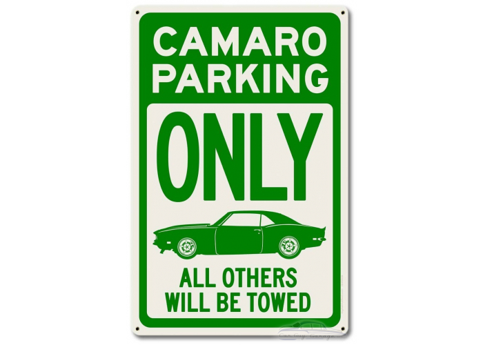 Camero Parking Green Metal Sign