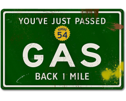 Gas Grunge Road Metal Sign - 18" x 12"