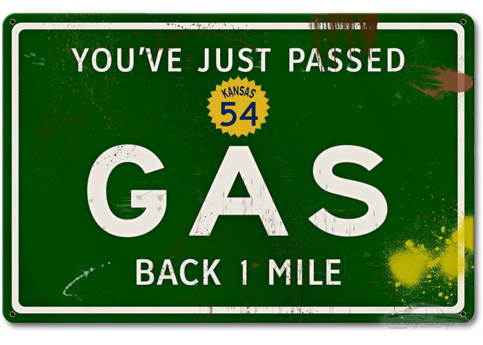 Gas Grunge Road Metal Sign