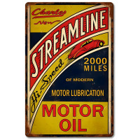 Streamline Motor Oil Metal Sign - 12" x 18"