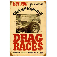 Hot Rod Riverside Metal Sign - 18" x 12"