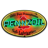 Pennzoil Metal Sign - 14" x 8" Custom Oval