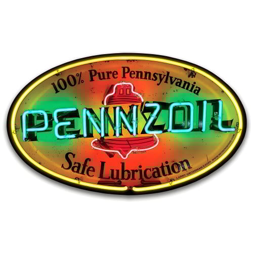 Pennzoil Metal Sign - 14" x 8" Custom Oval