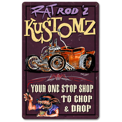 Rat Rodz Kustoms Metal Sign - 12" x 18"