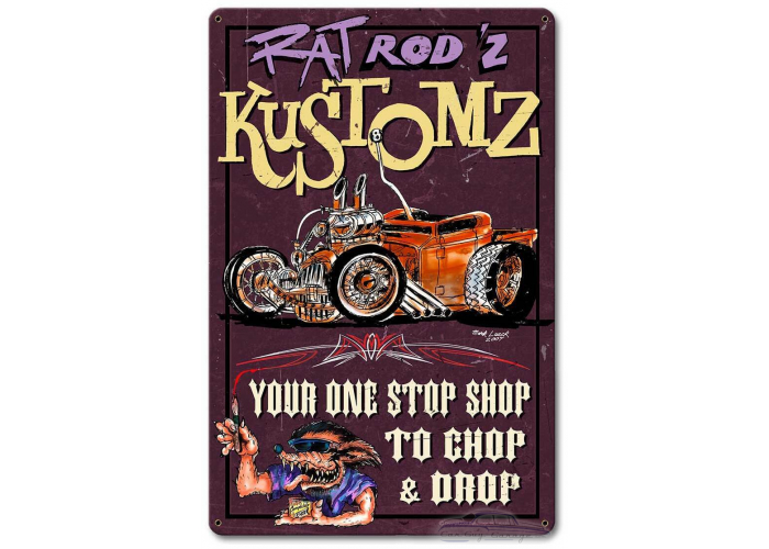 Rat Rodz Kustoms Metal Sign - 12" x 18"