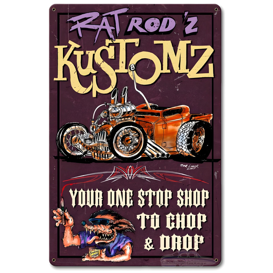 Rat Rodz Kustoms Metal Sign - 12" x 18"