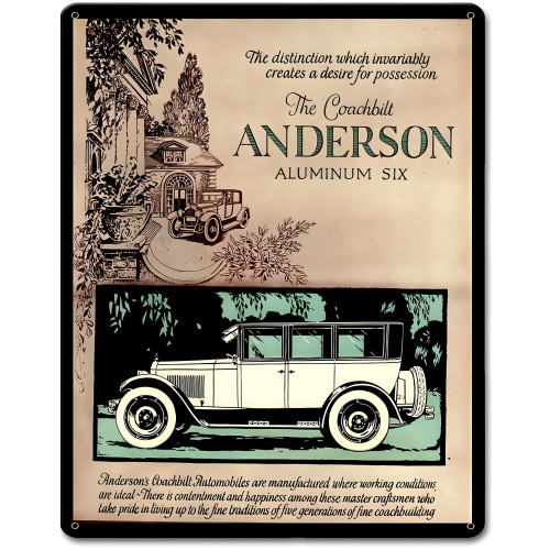 Anderson Aluminum Six 1924 Metal Sign - 12" x 15"
