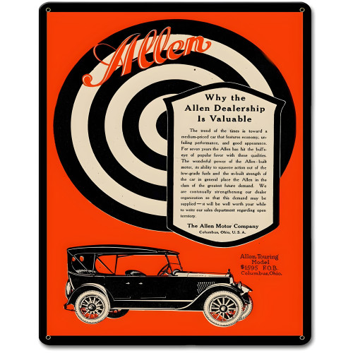 Allen Touring Model 1920 Metal Sign - 12" x 15"