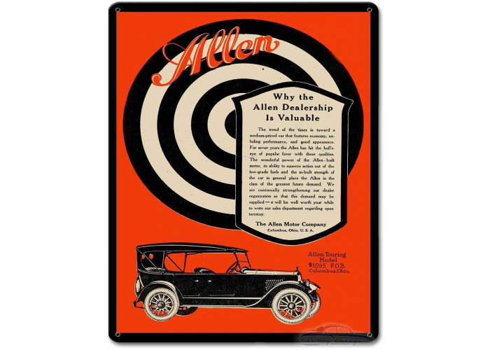 Allen Touring Model 1920 Metal Sign - 12" x 15"