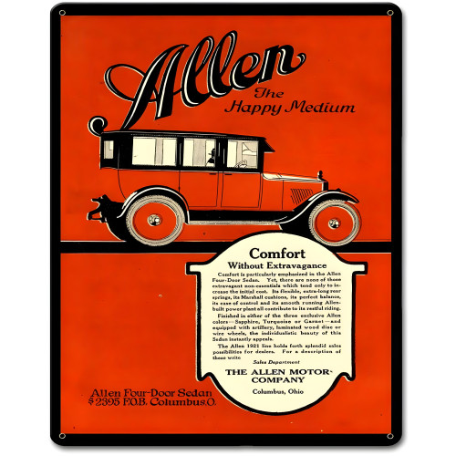 Allen Sedan 1920 Metal Sign - 12" x 15"
