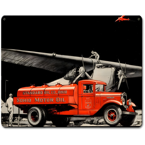 International Sohio Satin Metal Sign - 15" x 12"