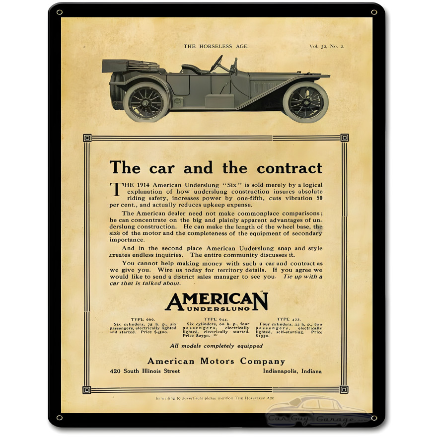 American Underslung Satin Metal Sign - 12" x 15"
