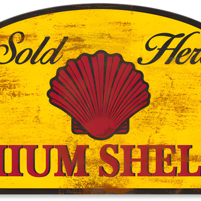 Premium Shell Oil Grunge Metal Sign - 17"x7" - Made in USA
