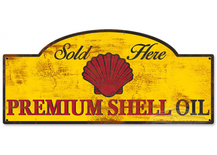 Sold Here Premium Shell Oil Grunge Metal Sign