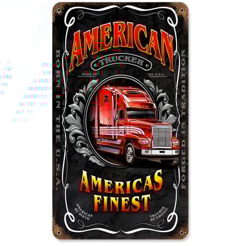 American Trucker Metal Sign - 8" x 14"