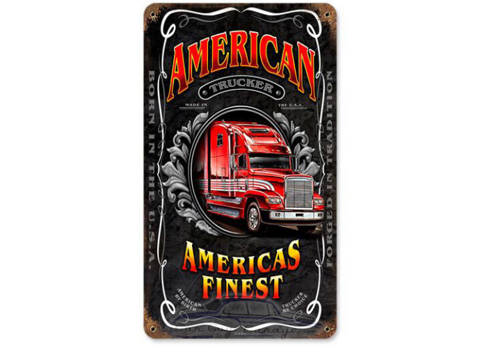 American Trucker Metal Sign - 8" x 14"