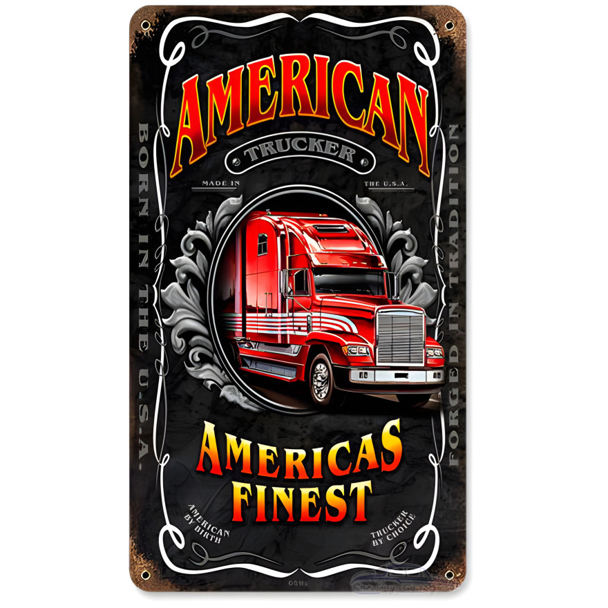 American Trucker Metal Sign - 8" x 14"