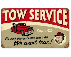 Tow Service Metal Sign - 14" x 8"